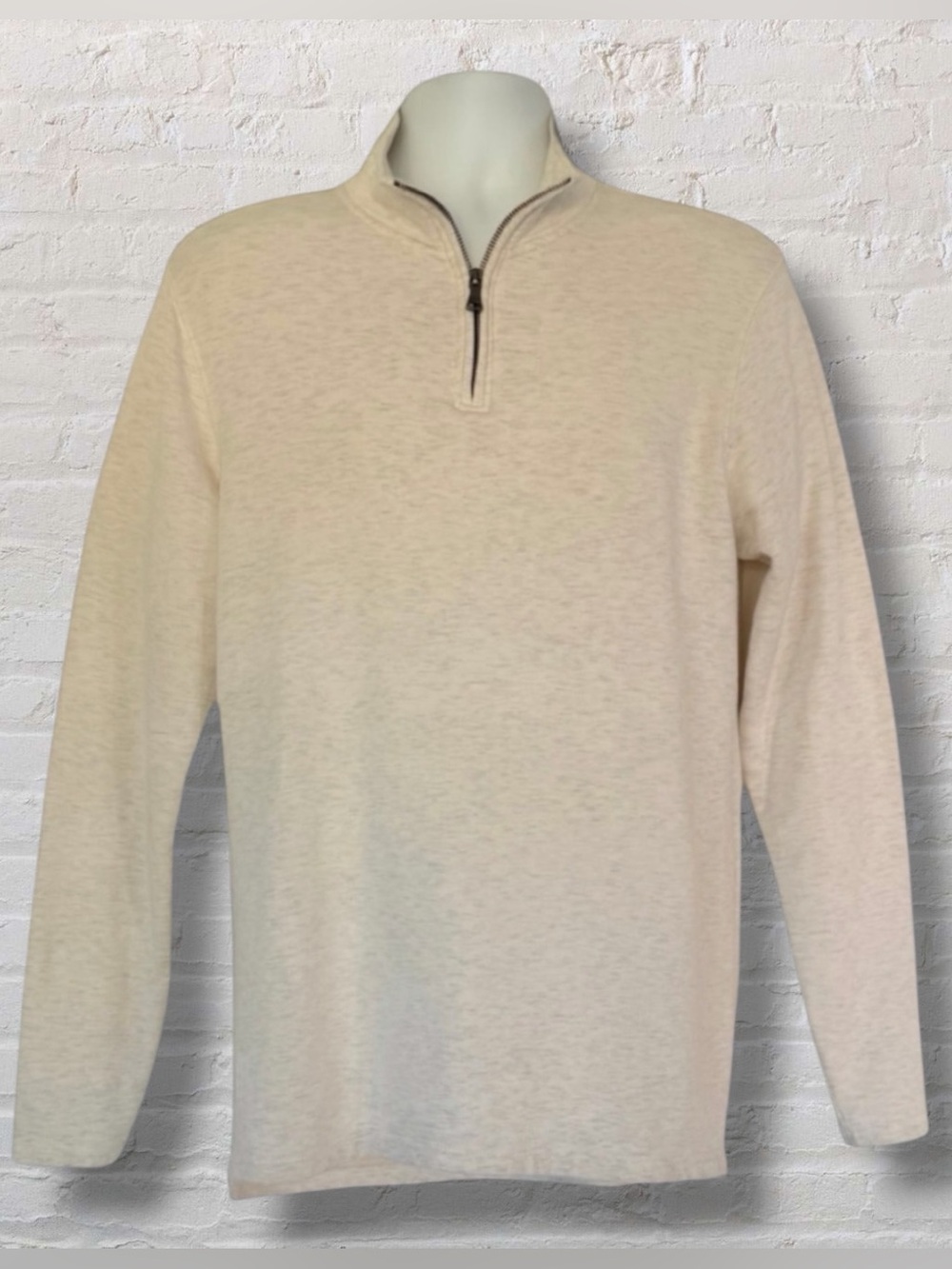 BKE Buckle Quarter Zip Pullover Men's Medium Oatmeal Cream Heather Slub